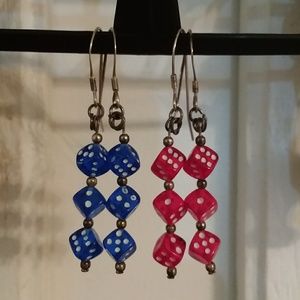 BUNCO anyone? Lil dangling DICE earrings sterling!